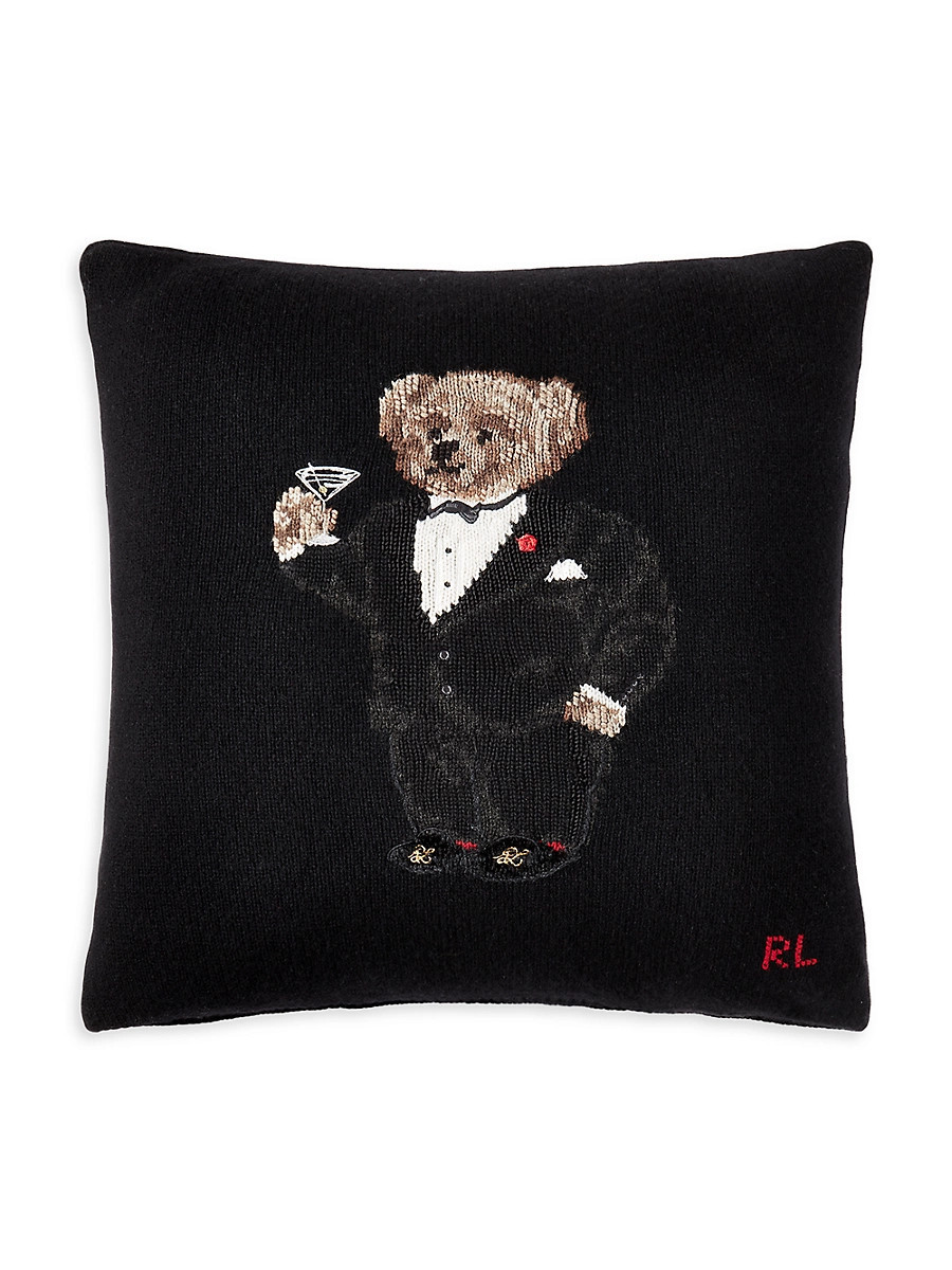 Martini Bear Knit Throw Pillow - Black | Saks Fifth Avenue