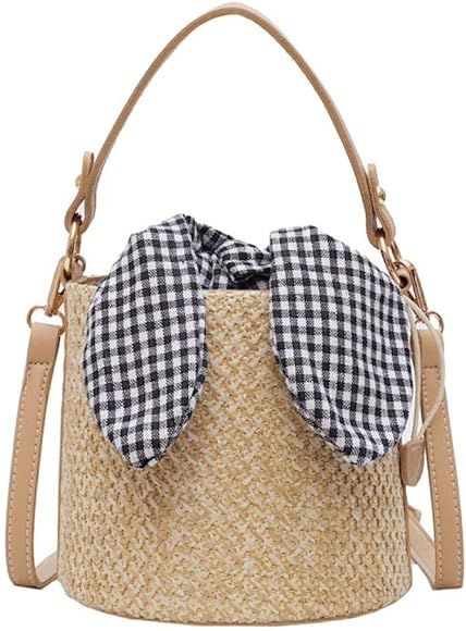 Women Handmade Shoulder Bag, Summer Casual Beach Straw Bag Straw Crossbody Bag | Amazon (US)