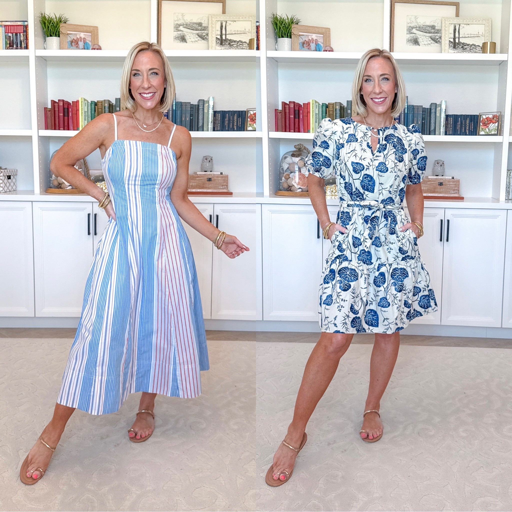 Walmart - red, white & blue finds.  Sleeveless Cotton Panel Midi Dress - size XS. $36. Cotton Mini Dress w/ Puff Sleeves - size XS. $19.98. 3 colors. 

 

#LTKSeasonal #LTKOver40