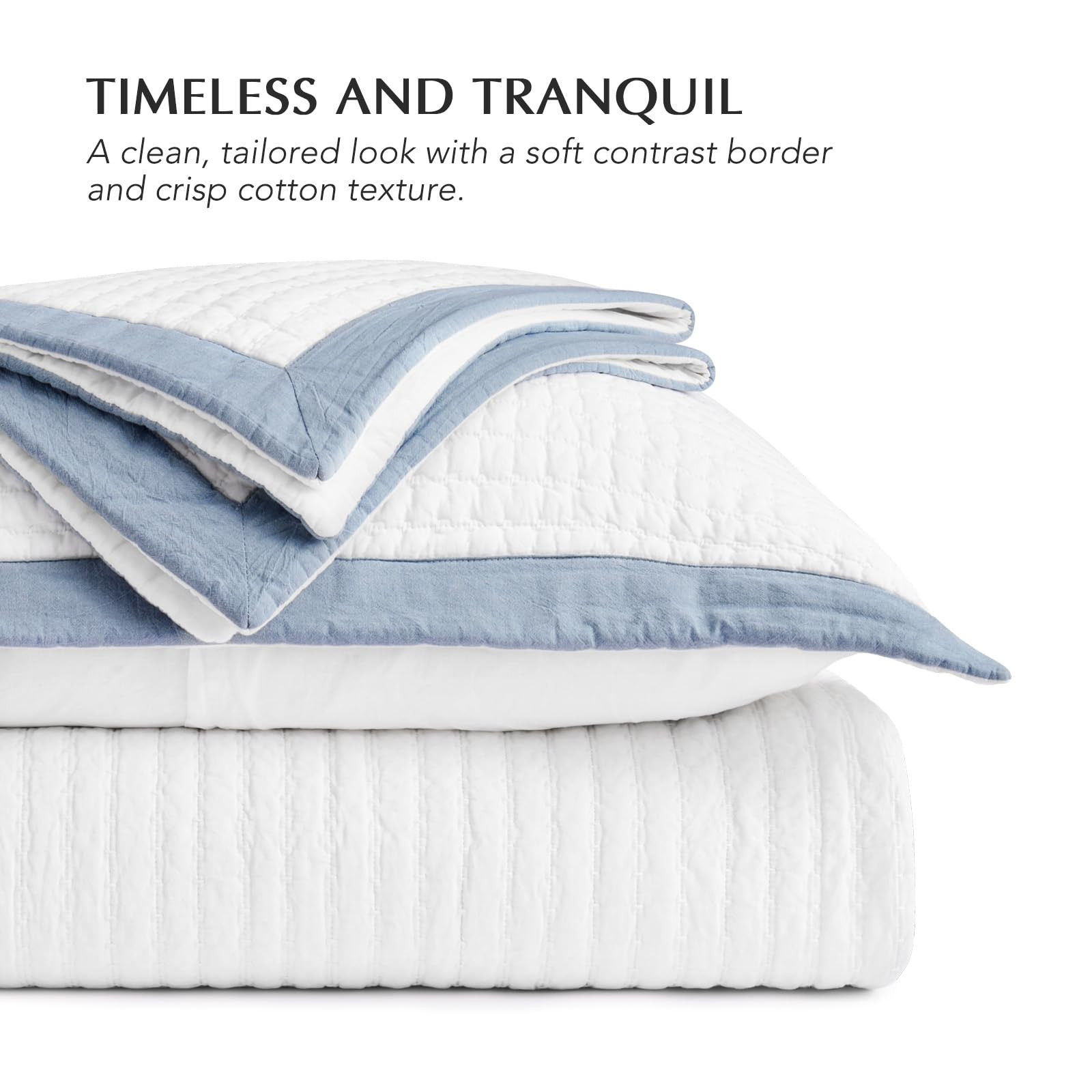 EVERGRACE Cotton Border Frame Tack-Stitch Quilt Bedding Set King Size, Coastal Oversized 3 Pieces... | Amazon (US)