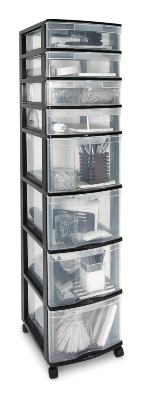 type A Clear Black Frame 8-Drawer Storage Tower/Cart with Wheels, 46-in | Canadian Tire