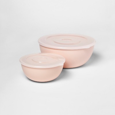 2pc Mixing Bowl Set with Lids Pink - Room Essentials™ | Target