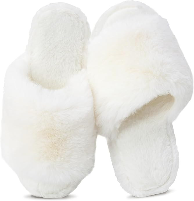 Rosoz Women's Soft Plush Fuzzy Slippers Memory Foam Anti-Skid Thin Sole House Bedroom Shoes Indoo... | Amazon (US)