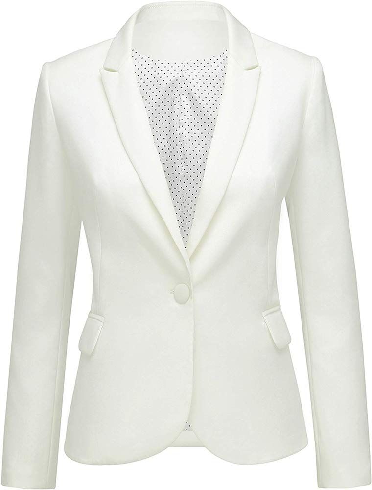 Womens Notched Lapel Pocket Button Work Office Blazer Jacket Suit | Amazon (US)