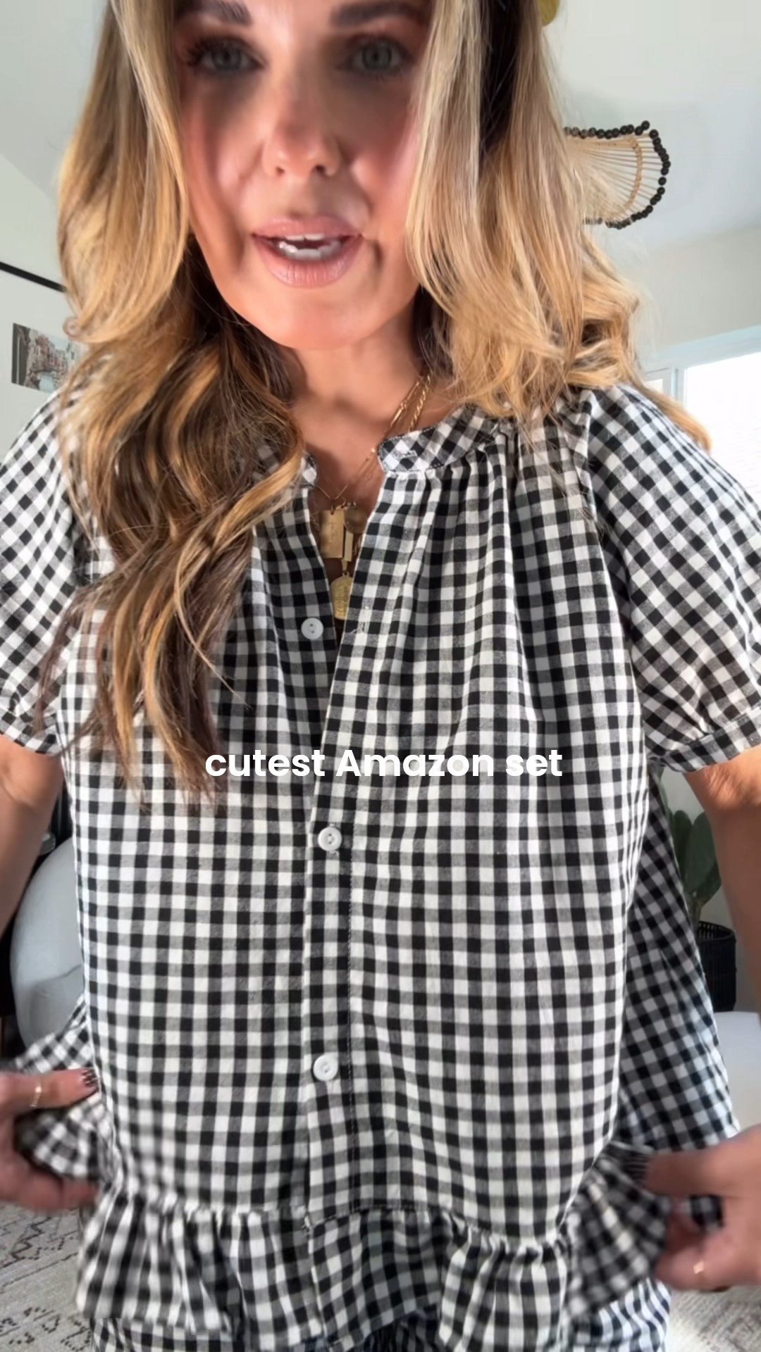 Gingham set from Amazon that is so cute. Can be worn as loungewear, pajamas or paired separately with a sweatshirt. 
Wearing size medium. 
Comes in lots other colors. 

#LTKPetite #LTKFindsUnder50 #LTKOver40