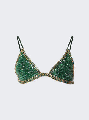 Pearl And Crystal Beaded Bralette Hunter Green | The Webster