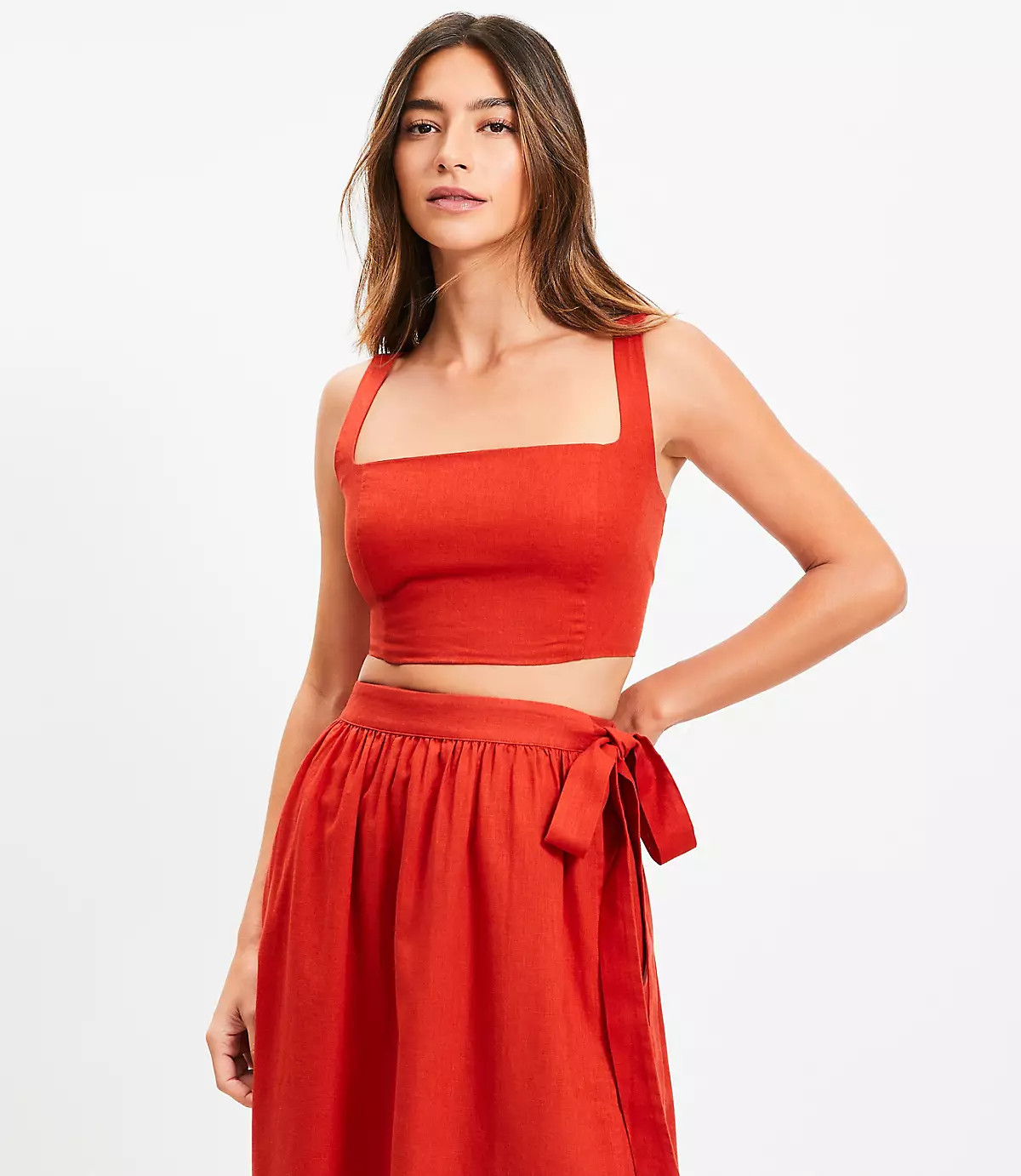 LOFT Beach Linen Cotton Square Neck Bralette | LOFT