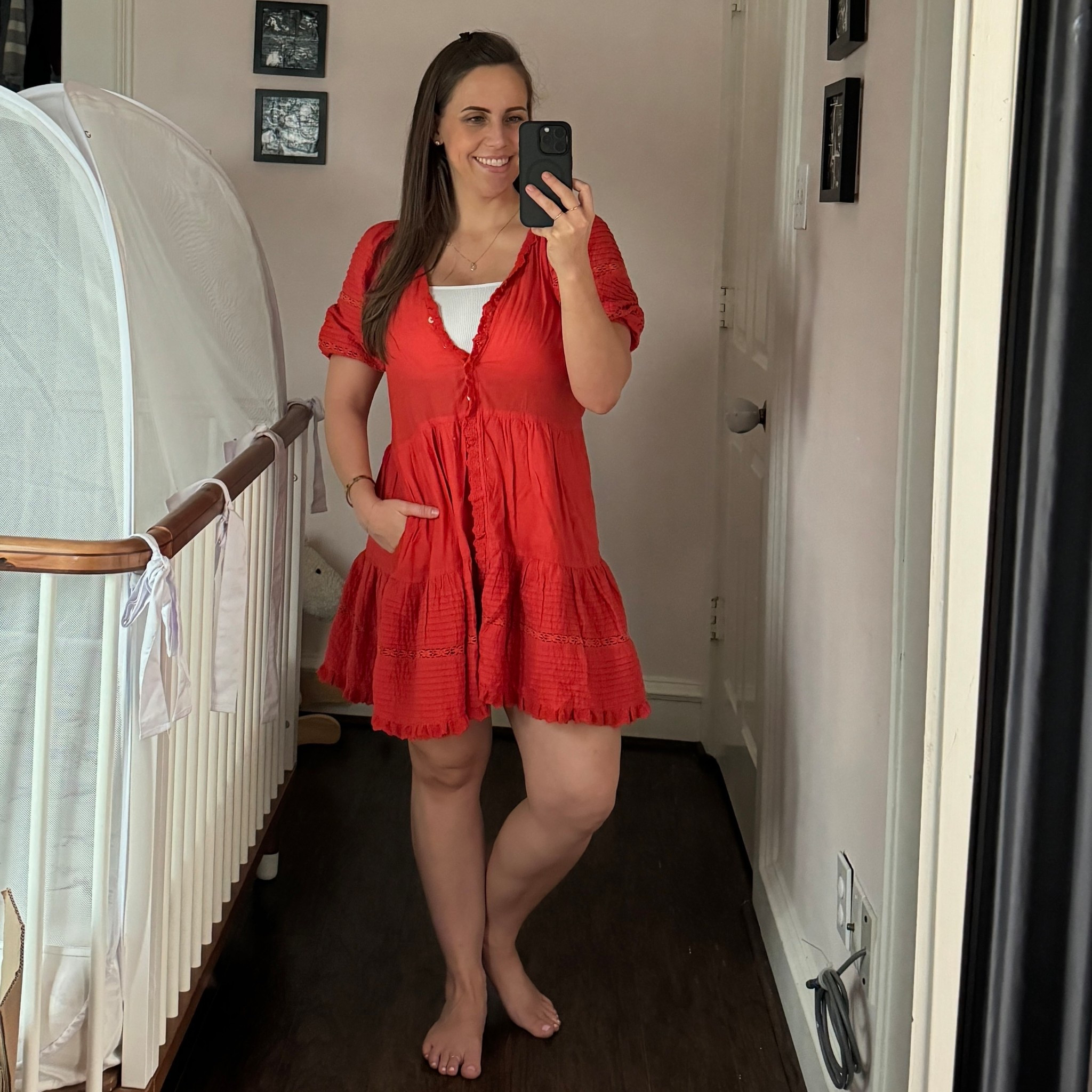 Dresses for the win… loving this orangey color. Wearing a size small and should have sized up  

#LTKootd #LTKPetite #LTKBump