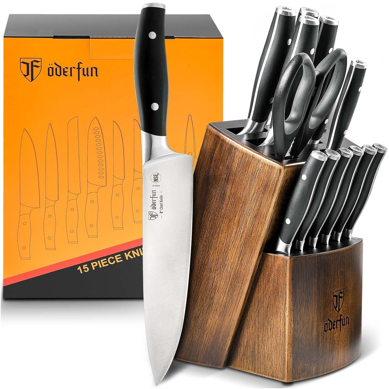 Knife Set with Block, Ultra Sharp Knives Set for Kitchen with Knife Sharpener, Ergonomic Handle Full Tang Forged | Bed Bath & Beyond