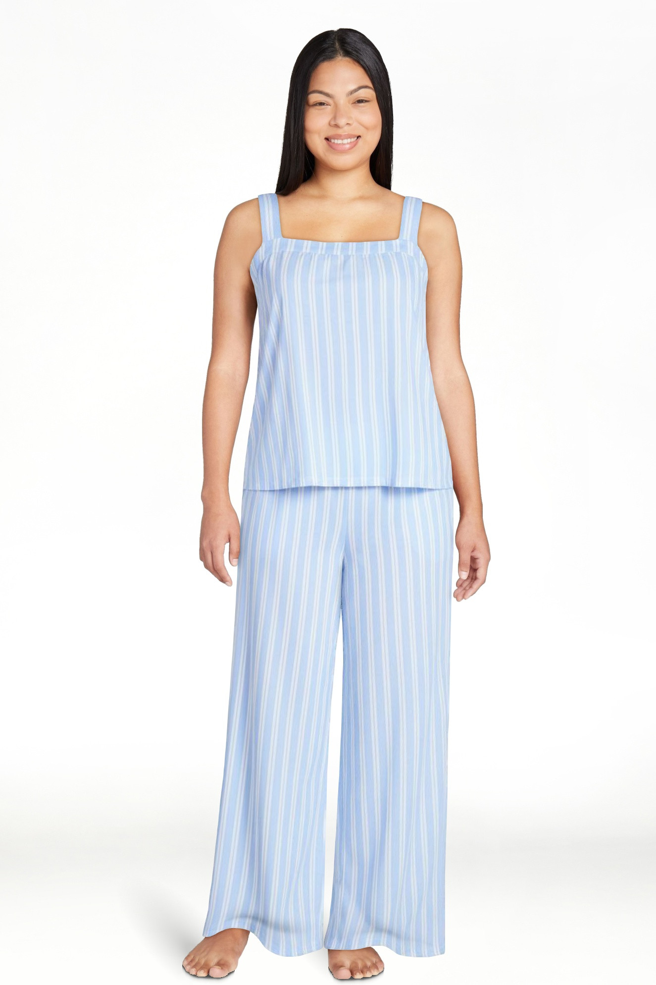 Joyspun Women's Wide Strap Cotton Tank Top and Pants Pajama Set, 2-Piece, Sizes XS-3X | Walmart (US)