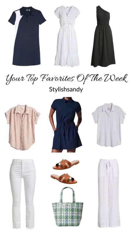 Your top favorites of the week!  You loved the camp style and linen shirts, sandals, white jeans, linen pants, sporty tennis dresses and a plaid tote bag. 

#LTKstyletip #LTKFind #LTKunder100