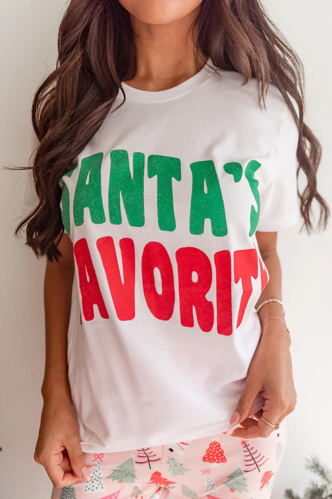 Santa's Favorite White Graphic Tee | Pink Lily