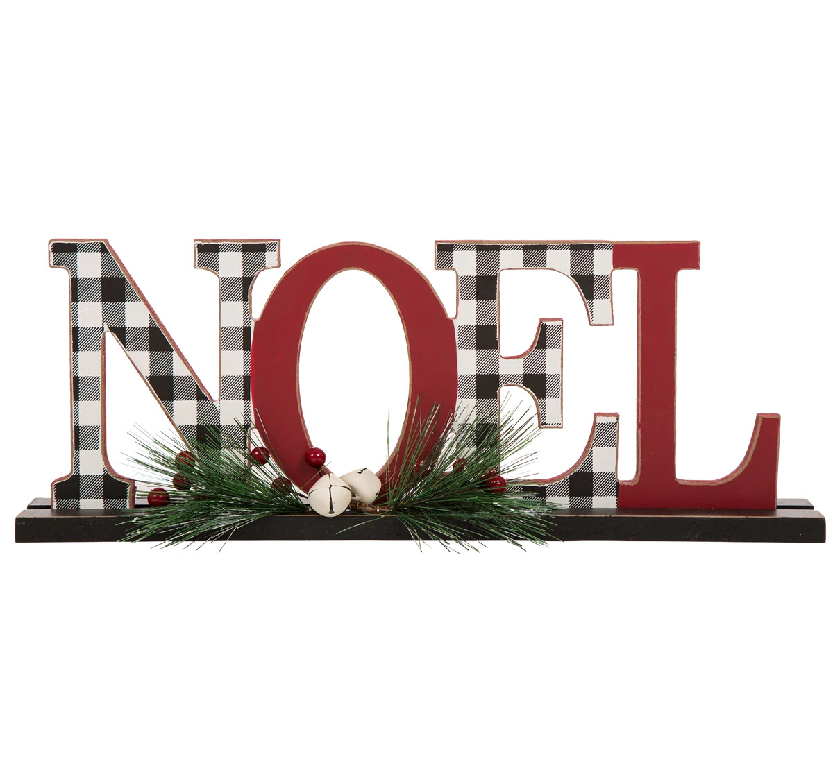 The Holiday Aisle® Christmas Wooden Plaid Noel Table Decor & Reviews | Wayfair | Wayfair North America