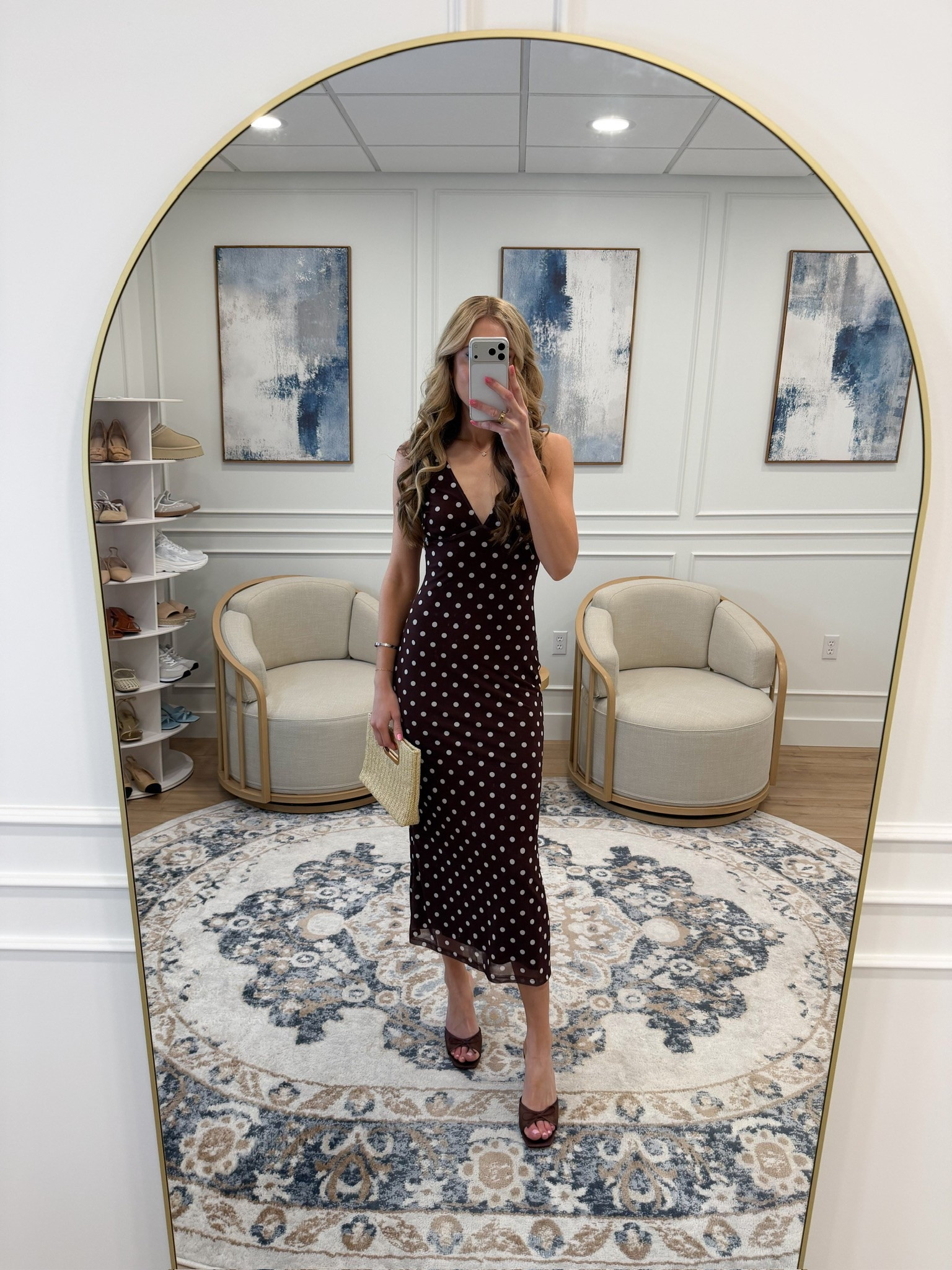 The chocolate brown polka dot midi dress that is giving vintage glam for an Amazon price 🤎✨ Deep brown with white polka dots, V-neckline, spaghetti straps, and a flowing midi silhouette that is so elegant and so flattering. Styled with chocolate brown heeled mules and a raffia clutch — effortlessly chic and completely date night ready.

#LTKSeasonal #LTKWedding #LTKTall