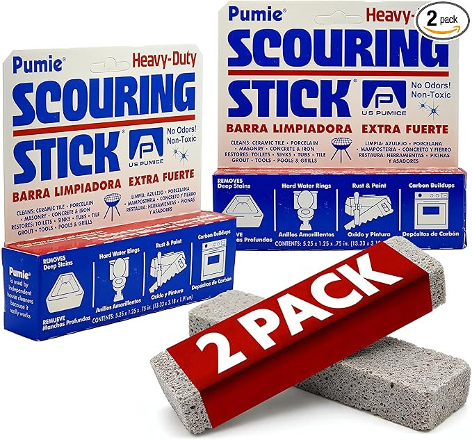 PUMIE Scouring Stick 2 Pack, Toilet Bowl Ring Remover, Heavy Duty Extra Strong Pumice Cleaning Ba... | Amazon (US)