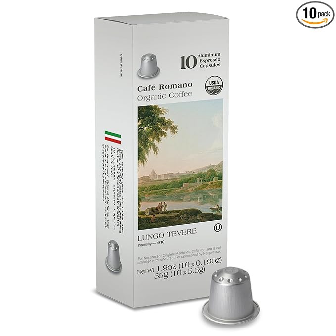 Organic USDA Café Romano Coffee Aluminum Espresso Pods For Nespresso Origninal Machine 100 Pack ... | Amazon (US)