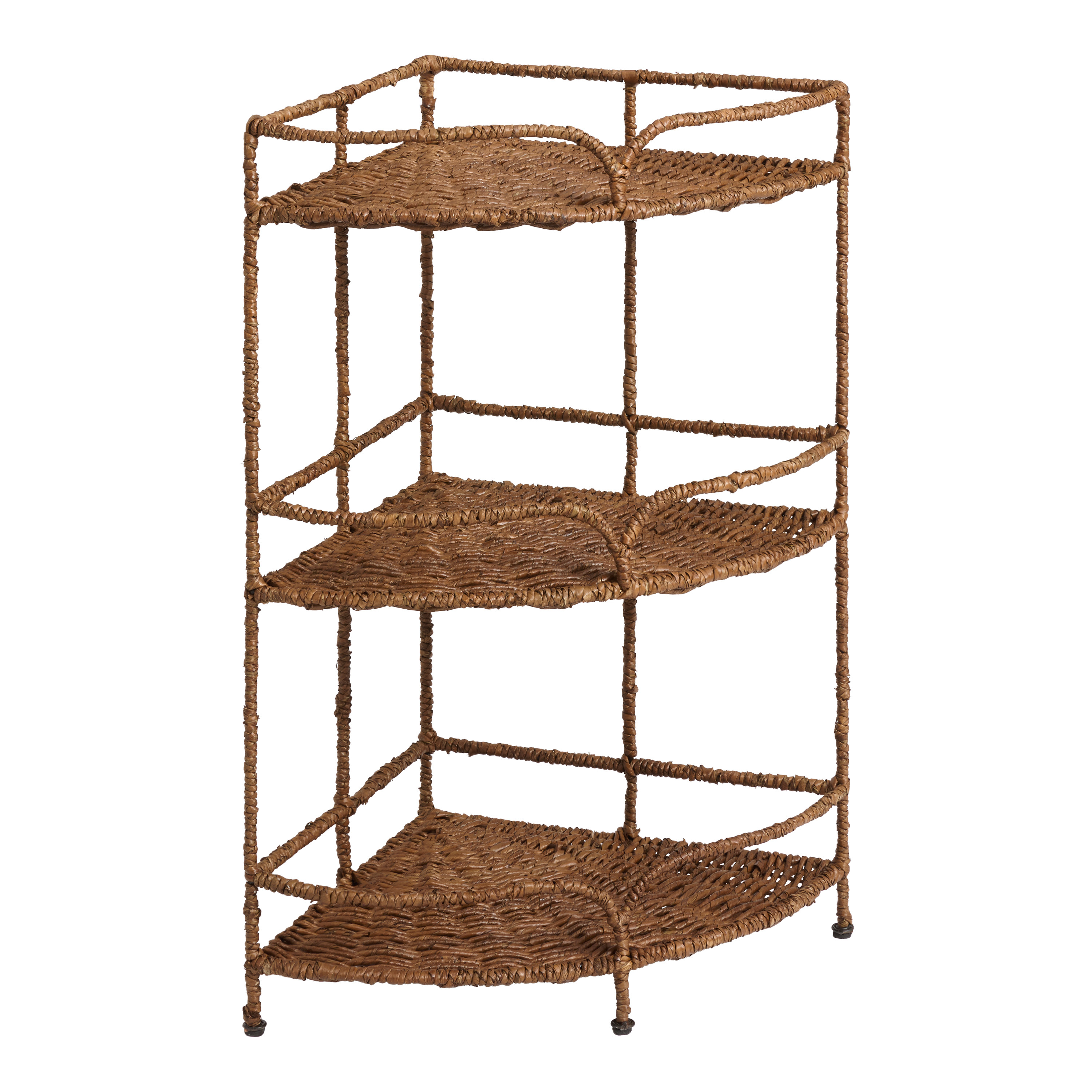 Camilla Brown Water Hyacinth 3 Tier Corner Shelf | World Market