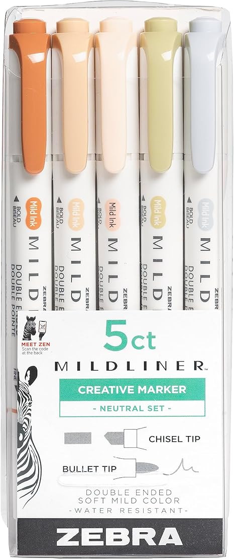 Zebra Pen Mildliner Double Ended Highlighter Set, Broad and Fine Point Tips, Assorted Neutral Vin... | Amazon (US)