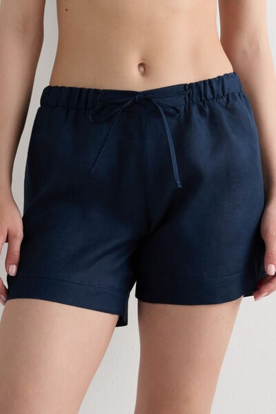 Intimissimi The Pure Linen Shorts in Linen Fabric Woman Blue Size S | Intimissimi (US)