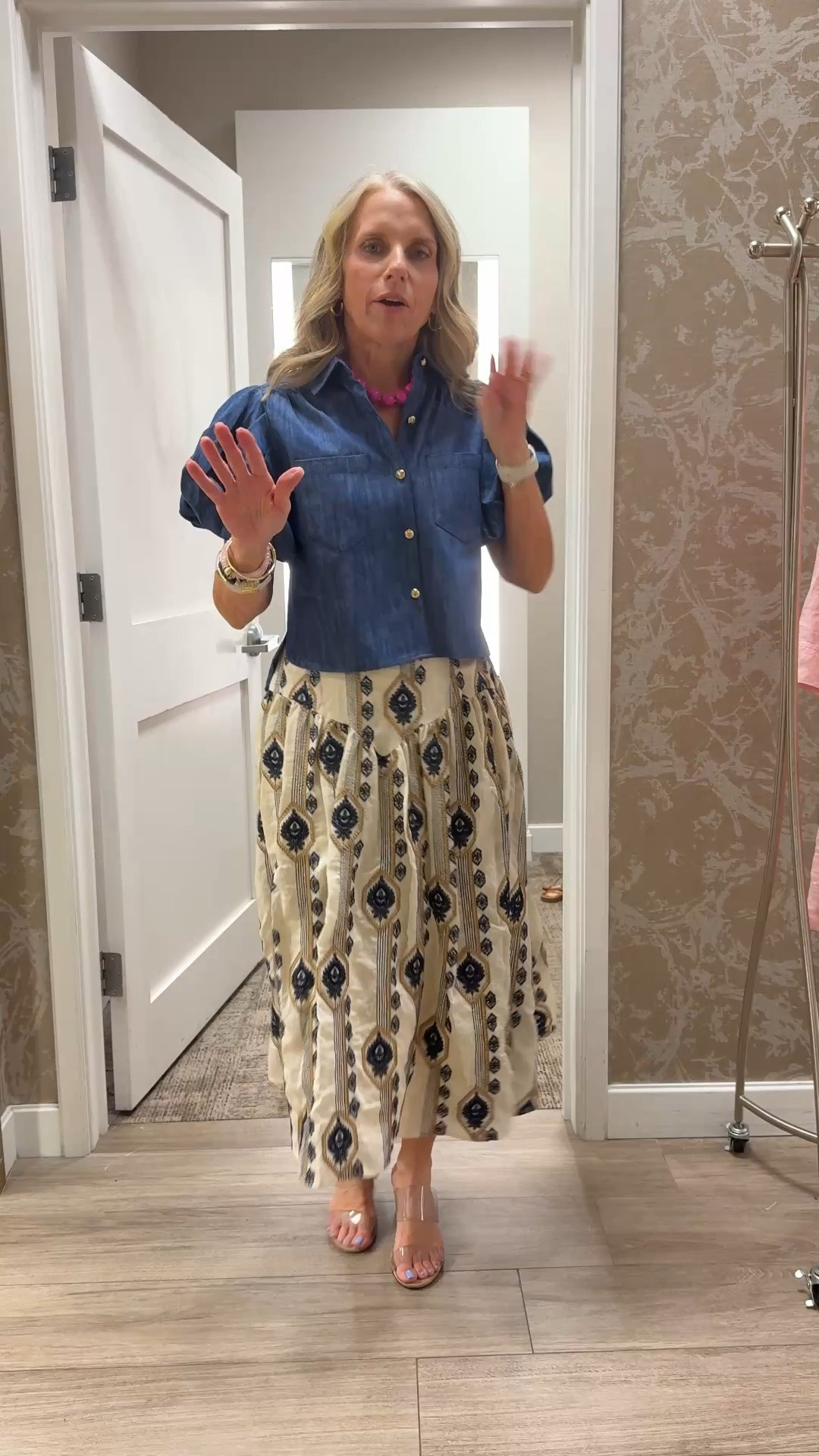 Darling pieces to mix and match in your closet. Love the lengthy of this denim shirt. Wearing XS in both 
Workwear, early fall, late summer

#LTKgrwm #LTKootd #LTKOver40