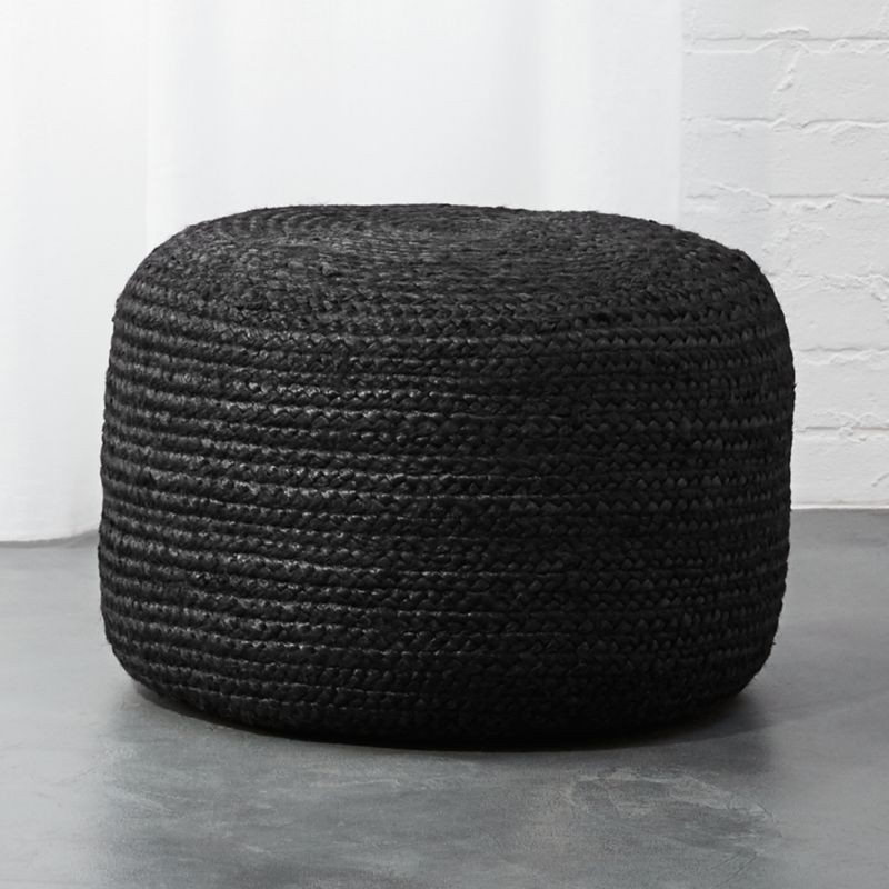 Black Braided Jute Pouf + Reviews | CB2 | CB2