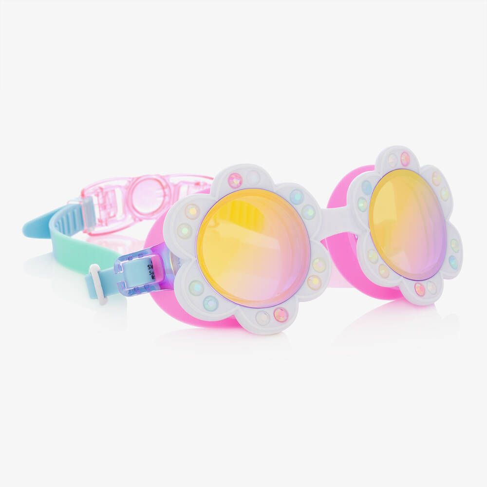 Girls White Flower Swimming Goggles | Childrensalon