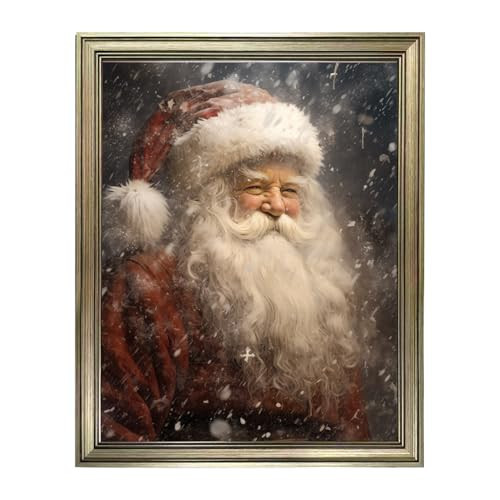 Vintage Santa Claus Portrait Canvas Print, Santa Pictures for Wall, Framed Christmas Wall Decor, Christmas Pictures Wall Decor, Winter Holidays Painting, Farmhouse Artworks | Amazon (US)