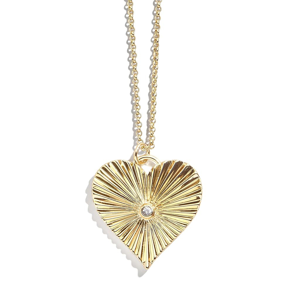 High Frequency Heart Pendant Necklace - Hypoallergenic 21" Gold-Plated Brass with Beautiful Glass... | Amazon (US)