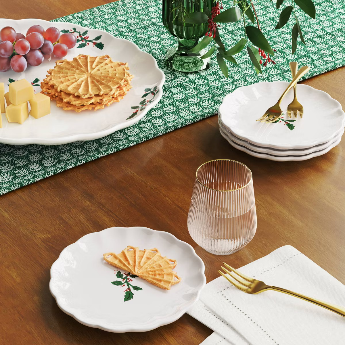 6.25" Stoneware Scallop Holly Berry Appetizer Plate - Threshold™ | Target