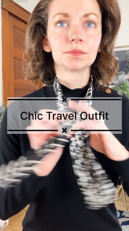 Chic travel outfit!
Wearing size XXS Sezane sweater, 100% wool. 
Size 00P Banana Republic Factory pants. 
Linked similar Coach scarf and shoes. 
Petite outfit. Spring outfit. Winter outfit. Comfortable outfit. Neutral outfit. 

#LTKtravel #LTKover40 #LTKVideo