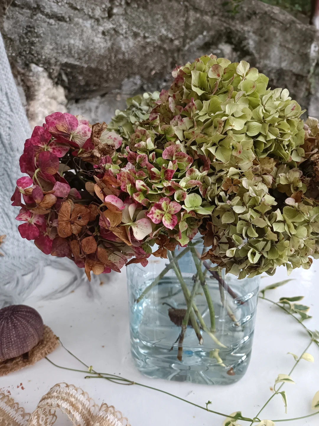 Dried Antique Hydrangea Stems: Natural Earthy Tone Floral Arrangement - Etsy | Etsy (US)