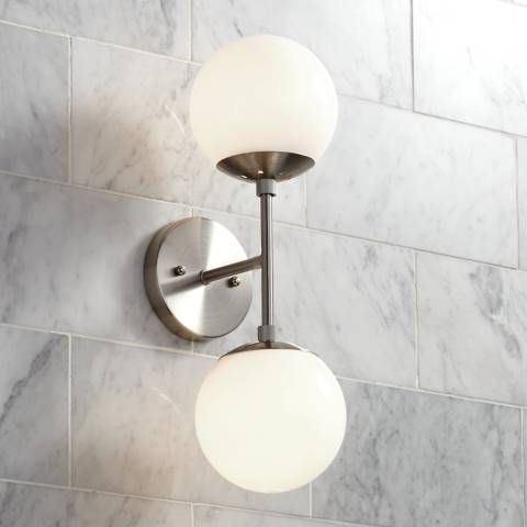 Oso 17 3/4" High Opal Glass Brushed Nickel Sconce | LampsPlus.com