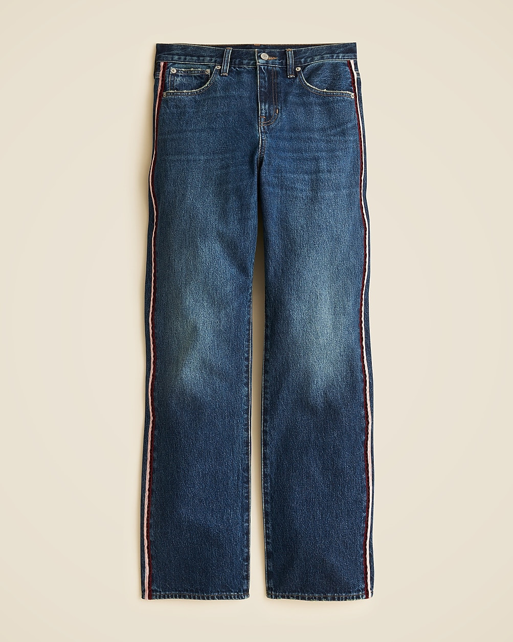 Mid-rise relaxed straight jean with velvet stripe | J. Crew US