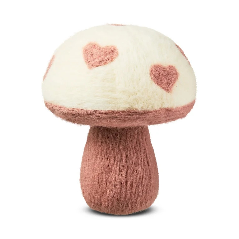 Valentine's Day White Felt Mushroom Decoration, 6 in, by Way To Celebrate | Walmart (US)