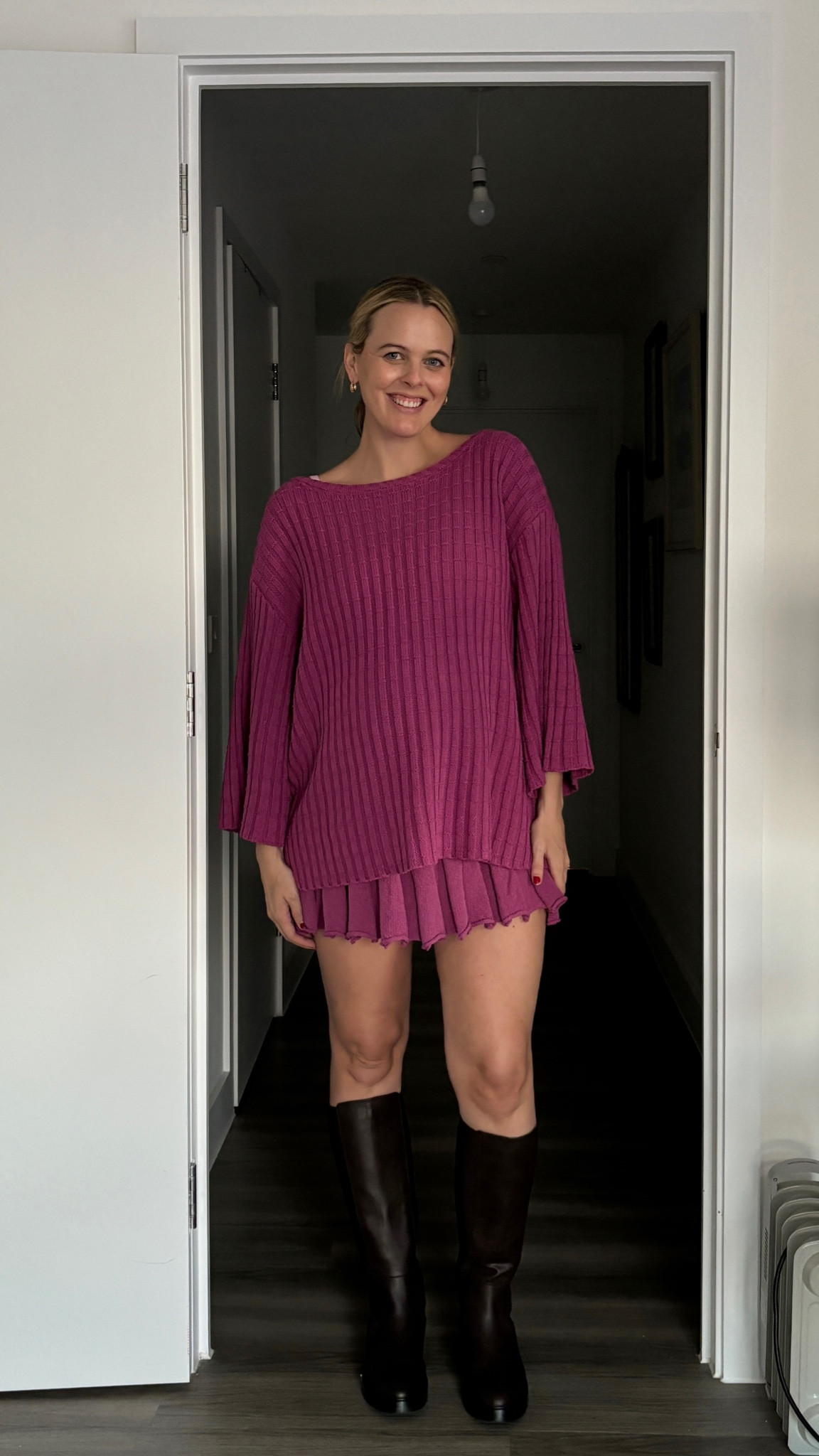 Bump friendly not maternity outfit! I love the sweater but be warned the skirt is on the shorter end. I’m wearing a size Large! 

#LTKwinter #LTKautumn #LTKmaternity