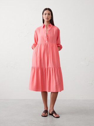 Tiered Midi Shirtdress | Banana Republic Factory