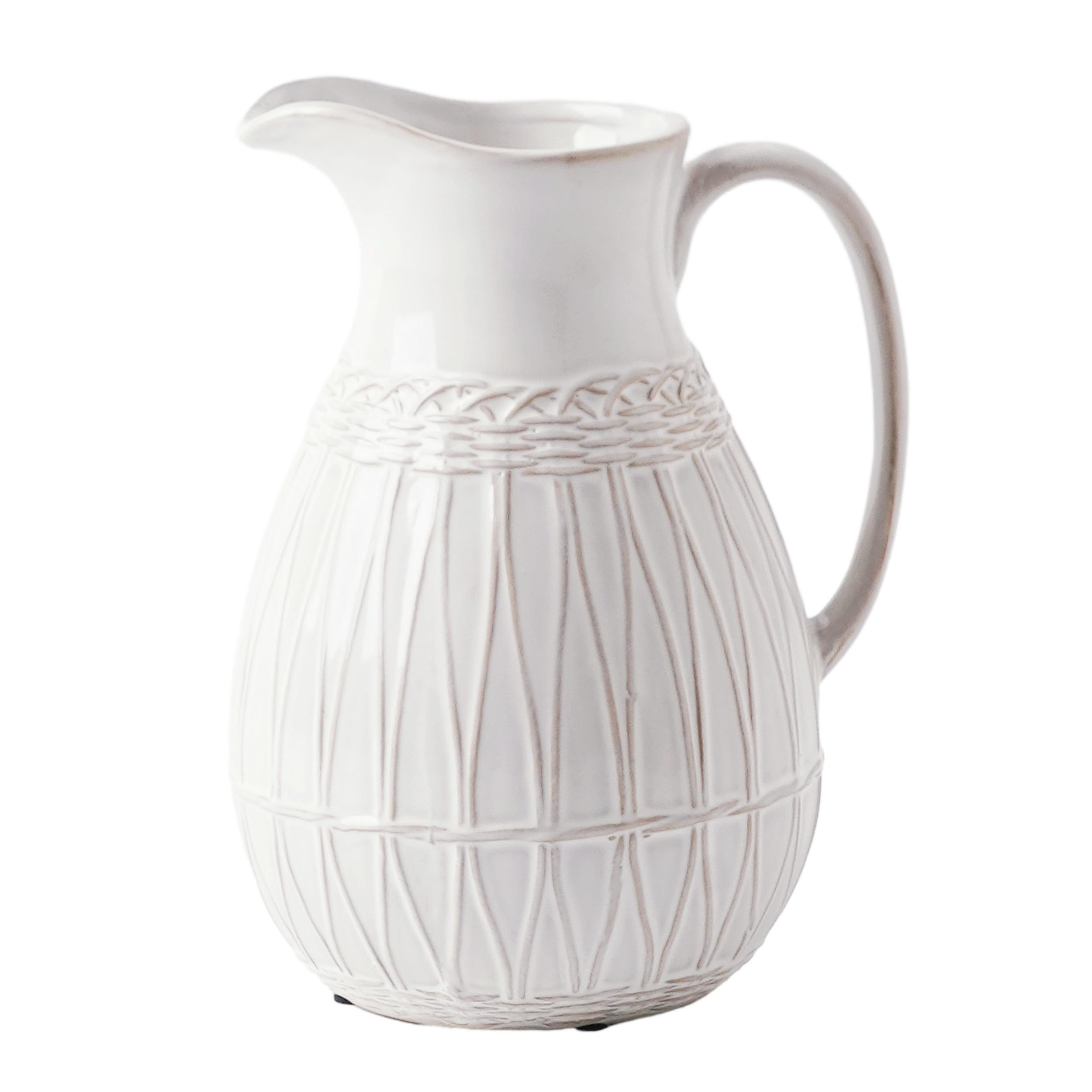 VICTOR & TERESA Small White Ceramic Pitcher Vase for Home Decor, 8'' Decorative Jug Vases Gift fo... | Amazon (US)
