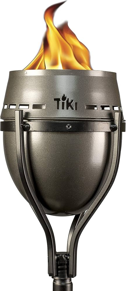 TIKI Brand Island King Outdoor TIKI Torch for Lawn, Patio and Garden, Metal Large Flame Silver - ... | Amazon (US)