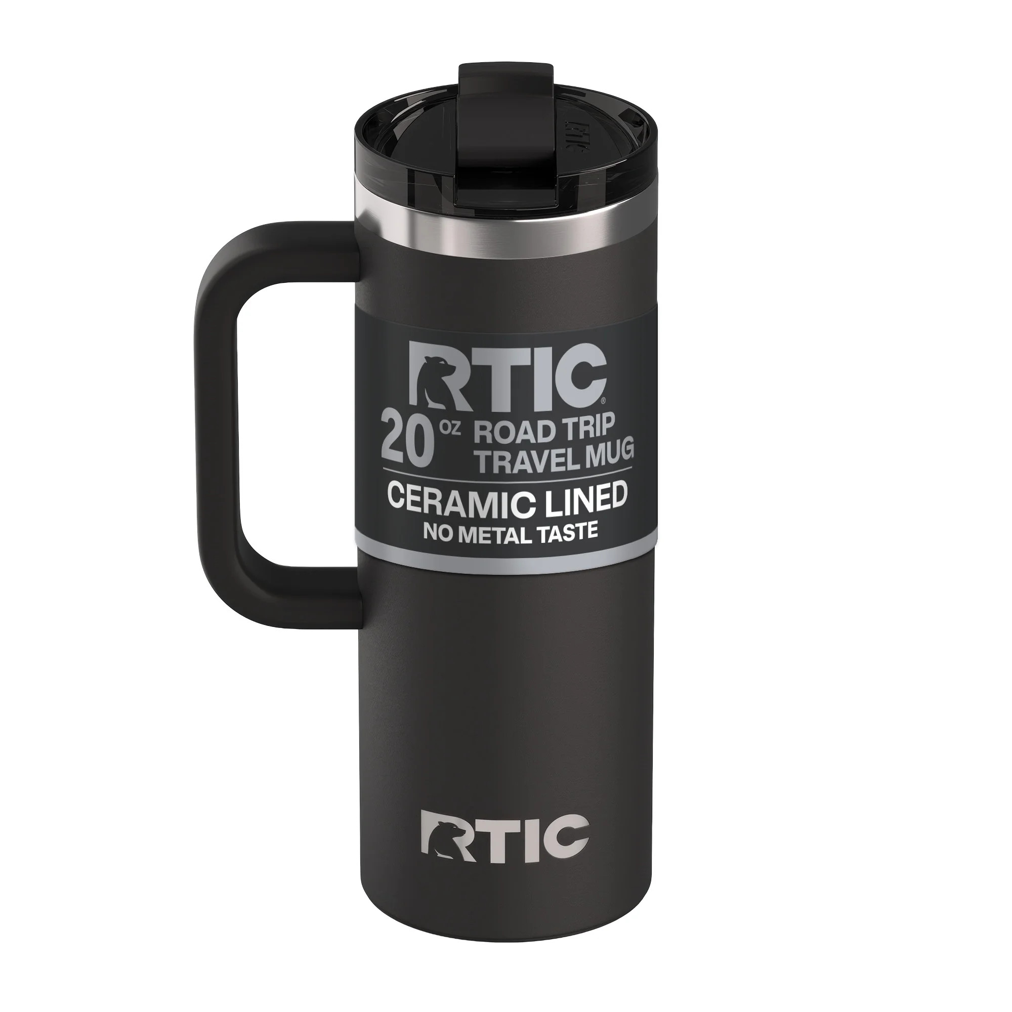 RTIC 20 oz Ceramic Lined Insulated Road Trip Travel Mug, Leak-Resistant Lid, Black | Walmart (US)