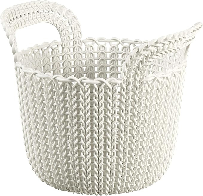 CURVER 226385 Plastic Off White Knit Round Basket 23 x 19 x 18.5 cm 3 Litres | Amazon (UK)