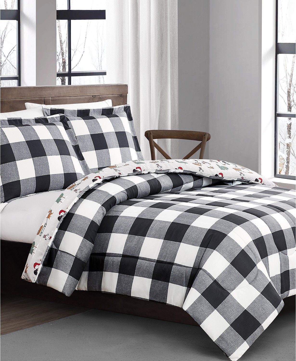 Pem America Buffalo Plaid and Dogs 2-Pc. Twin Comforter Set, Created for Macy's & Reviews - Comfo... | Macys (US)