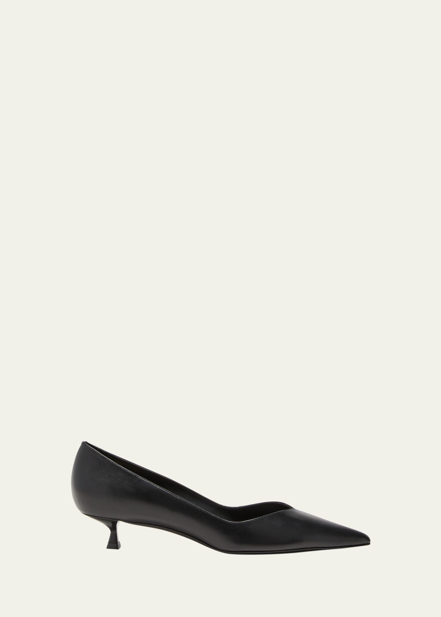 Stuart Weitzman Eva Leather Kitten-Heel Pumps | Bergdorf Goodman