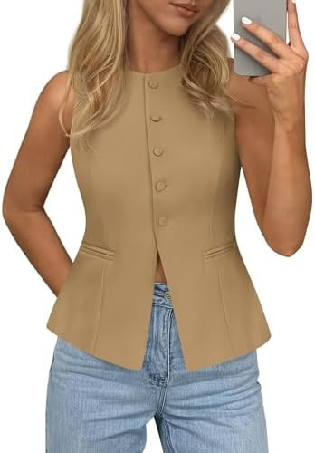 PRETTYGARDEN Womens Vests Top Trendy 2026 Spring Sleeveless Blazer Suit Summer Business Casual Wo... | Amazon (US)