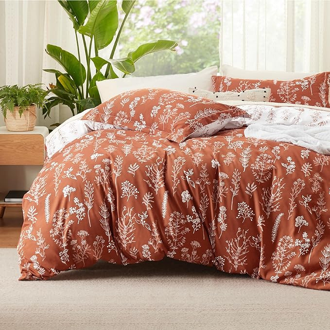 Bedsure Twin/Twin XL Duvet Cover - Reversible Terracotta Duvet Cover Set with Zipper Closure, 2 P... | Amazon (US)
