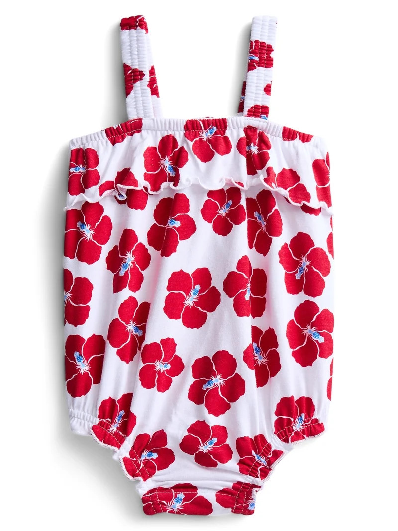 Wonder Nation Baby Girls' Ruffle Bubble Romper, Sizes 0M-24M | Walmart (US)