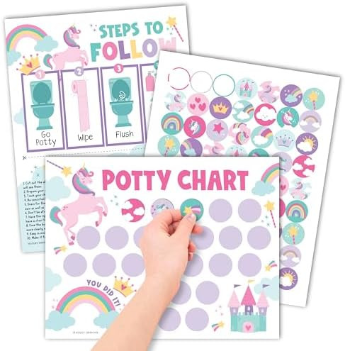 Hadley Designs Potty Training Chart for Toddlers Girls -10 Sticker Potty Chart for Toddlers Girls... | Amazon (US)