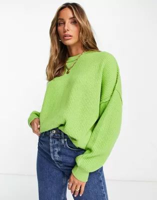 ASOS DESIGN oversized jumper in rib in green | ASOS (Global)