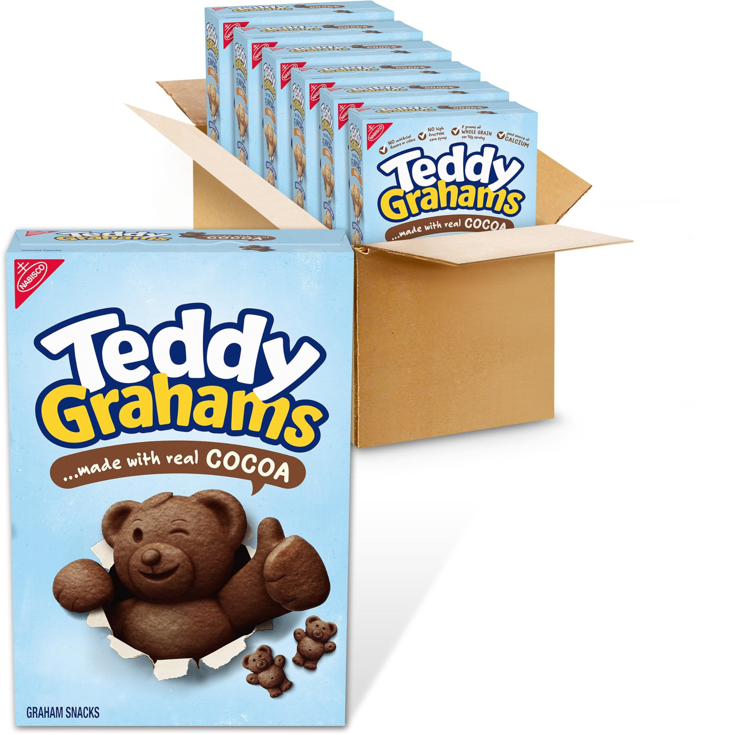 TEDDY GRAHAMS Chocolate Graham Snacks, Bulk Kids Snacks, 6 - 10 oz Boxes | Amazon (US)