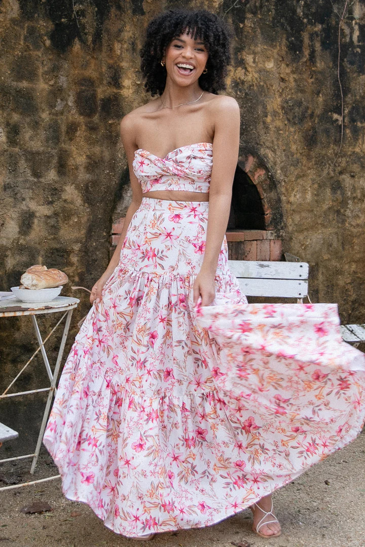 Hydra Maxi Skirt - White Floral | Petal & Pup (US)