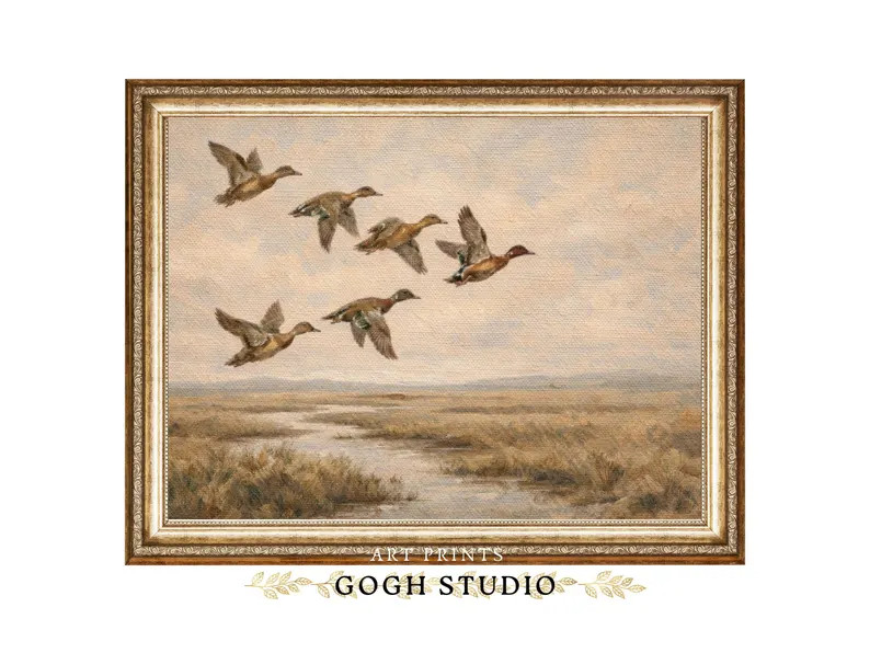Printable Flying Ducks Landscape Vintage Farmhouse Wall Art (digital Download) - Etsy | Etsy (Global)